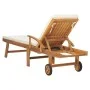 Tumbona con cojín madera maciza de teca crema de vidaXL, Tumbonas - Ref: Foro24-48022, Precio: 301,33 €, Descuento: %