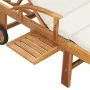 Tumbona con cojín madera maciza de teca crema de vidaXL, Tumbonas - Ref: Foro24-48022, Precio: 301,33 €, Descuento: %