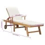 Tumbona con cojín madera maciza de teca crema de vidaXL, Tumbonas - Ref: Foro24-48022, Precio: 301,33 €, Descuento: %