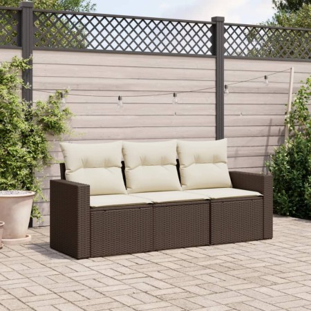 Set sofás de jardín 3 piezas y cojines ratán sintético marrón de , Conjuntos de jardín - Ref: Foro24-3218653, Precio: 204,57 ...