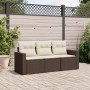 Set sofás de jardín 3 piezas y cojines ratán sintético marrón de , Conjuntos de jardín - Ref: Foro24-3218653, Precio: 204,57 ...
