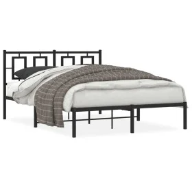 Bed frame with black metal headboard 135x190 cm by , Beds and slatted bases - Ref: Foro24-374240, Price: 105,92 €, Discount: %