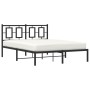 Estructura de cama con cabecero metal negro 135x190 cm de , Camas y somieres - Ref: Foro24-374240, Precio: 107,52 €, Descuent...