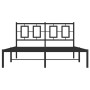 Estructura de cama con cabecero metal negro 135x190 cm de , Camas y somieres - Ref: Foro24-374240, Precio: 107,52 €, Descuent...