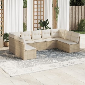 Set de sofás de jardín 9 pzas con cojines ratán sintético beige en Conjuntos de jardín | Comprar online en Foru.es