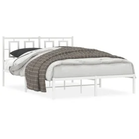 Metallbettgestell mit weißem Kopfteil 135x190 cm von , Betten und Lattenroste - Ref: Foro24-374289, Preis: 101,11 €, Rabatt: %
