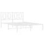 Metal bed frame with white headboard 135x190 cm by , Beds and slatted bases - Ref: Foro24-374289, Price: 101,11 €, Discount: %