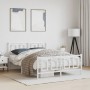 Estructura cama metal con cabecero y estribo blanco 135x190 cm de , Camas y somieres - Ref: Foro24-374307, Precio: 123,60 €, ...