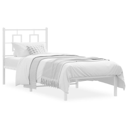 Estructura de cama de metal con cabecero blanco 75x190 cm de , Camas y somieres - Ref: Foro24-374280, Precio: 63,28 €, Descue...