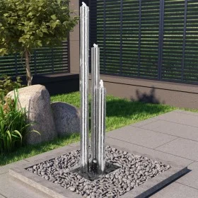 Silver stainless steel garden fountain 48x34x153 cm by vidaXL, Fountains and waterfalls - Ref: Foro24-48092, Price: 416,64 €,...