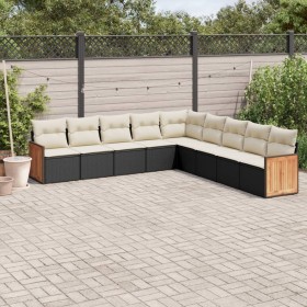 Set de sofás de jardín 8 piezas y cojines ratán sintético negro de , Conjuntos de jardín - Ref: Foro24-3260138, Precio: 529,3...
