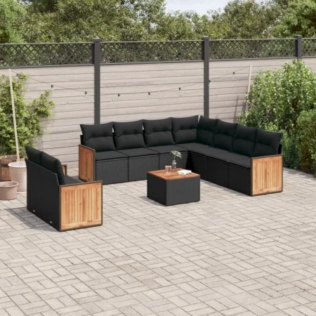 Garden sofa set 10 pieces with black synthetic rattan cushions by , Garden sets - Ref: Foro24-3260186, Price: 651,80 €, Disco...