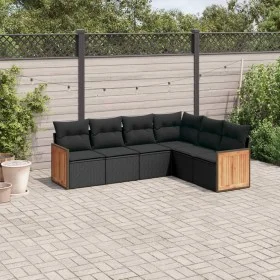 Set de sofás de jardín 6 piezas y cojines ratán sintético negro de , Conjuntos de jardín - Ref: Foro24-3260081, Precio: 400,1...