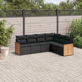 Set de sofás de jardín 6 piezas y cojines ratán sintético negro de , Conjuntos de jardín - Ref: Foro24-3260081, Precio: 397,9...