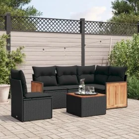Set de sofás de jardín 6 piezas y cojines ratán sintético negro de , Conjuntos de jardín - Ref: Foro24-3260060, Precio: 379,6...