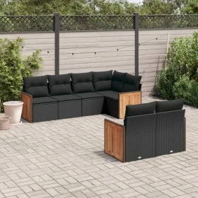 7-teiliges Garten-Esszimmerset und Kissen synthetisches Rattan schwarz von , Gartensets - Ref: Foro24-3260221, Preis: 497,87 ...