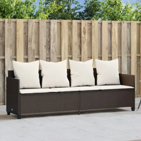 Lounger with brown synthetic rattan cushions by , Loungers - Ref: Foro24-368345, Price: 226,40 €, Discount: %