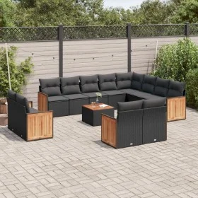 Set de sofás de jardín y cojines 13 pzas ratán sintético negro de , Conjuntos de jardín - Ref: Foro24-3260599, Precio: 874,23...