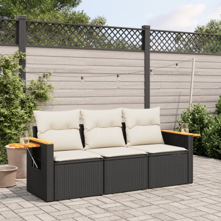 Set de sofás de jardín con cojines 3 pzas ratán sintético negro de , Conjuntos de jardín - Ref: Foro24-3258997, Precio: 214,1...