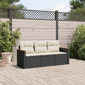 Set de sofás de jardín con cojines 3 pzas ratán sintético negro de , Conjuntos de jardín - Ref: Foro24-3258157, Precio: 196,3...