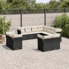 Set de sofás de jardín 11 pzas y cojines ratán sintético negro de , Conjuntos de jardín - Ref: Foro24-3250345, Precio: 777,16...