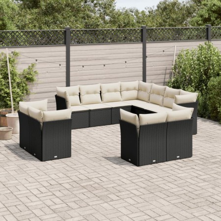 Set de sofás de jardín 11 pzas y cojines ratán sintético negro de , Conjuntos de jardín - Ref: Foro24-3250345, Precio: 777,16...
