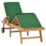 Tumbona con cojín madera maciza de teca verde de vidaXL, Tumbonas - Ref: Foro24-48024, Precio: 245,07 €, Descuento: %