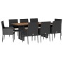 Set de comedor de jardín 9 pzas y cojines ratán sintético negro de , Conjuntos de jardín - Ref: Foro24-3213511, Precio: 615,8...