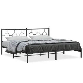 Estructura de cama con cabecero metal negro 193x203 cm de , Camas y somieres - Ref: Foro24-376232, Precio: 109,66 €, Descuent...