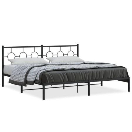 Estructura de cama con cabecero metal negro 193x203 cm de , Camas y somieres - Ref: Foro24-376232, Precio: 111,24 €, Descuent...