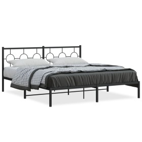 Estructura de cama con cabecero metal negro 180x200 cm de , Camas y somieres - Ref: Foro24-376230, Precio: 104,48 €, Descuent...