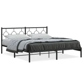 Estructura de cama con cabecero metal negro 180x200 cm de , Camas y somieres - Ref: Foro24-376230, Precio: 102,97 €, Descuent...