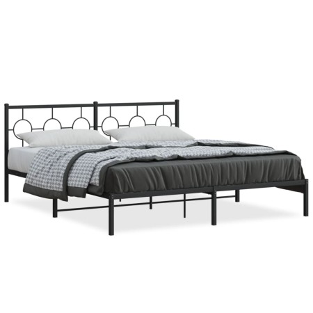 Estructura de cama con cabecero metal negro 180x200 cm de , Camas y somieres - Ref: Foro24-376230, Precio: 104,48 €, Descuent...