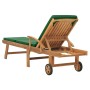 Tumbona con cojín madera maciza de teca verde de vidaXL, Tumbonas - Ref: Foro24-48024, Precio: 245,07 €, Descuento: %