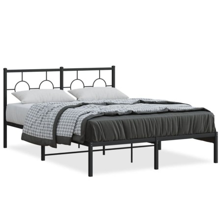 Estructura de cama con cabecero metal negro 140x190 cm de , Camas y somieres - Ref: Foro24-376226, Precio: 99,40 €, Descuento: %