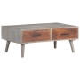 Mesa de centro madera maciza de mango rugosa gris 100x60x40 cm en Mesas de centro | Comprar online en Foru.es