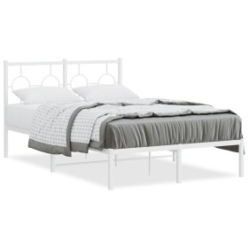 Estructura de cama de metal con cabecero blanca 120x190 cm de , Camas y somieres - Ref: Foro24-376272, Precio: 93,79 €, Descu...