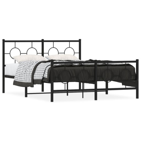 Estructura de cama cabecero y estribo metal negro 140x200 cm de , Camas y somieres - Ref: Foro24-376245, Precio: 123,43 €, De...