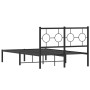 Estructura de cama con cabecero metal negro 120x200 cm de , Camas y somieres - Ref: Foro24-376224, Precio: 97,32 €, Descuento: %