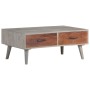 Mesa de centro madera maciza de mango rugosa gris 100x60x40 cm en Mesas de centro | Comprar online en Foru.es