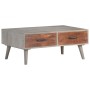 Mesa de centro madera maciza de mango rugosa gris 100x60x40 cm en Mesas de centro | Comprar online en Foru.es