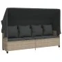 Tumbona con capota y cojines ratán sintético gris claro de , Tumbonas - Ref: Foro24-368358, Precio: 264,41 €, Descuento: %
