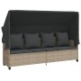 Tumbona con capota y cojines ratán sintético gris claro de , Tumbonas - Ref: Foro24-368358, Precio: 268,77 €, Descuento: %