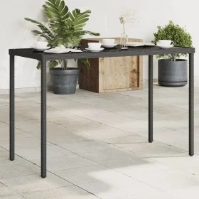Mesa de jardín superficie de vidrio ratán PE negro 115x54x74 cm de , Mesas de jardín - Ref: Foro24-365072, Precio: 75,48 €, D...