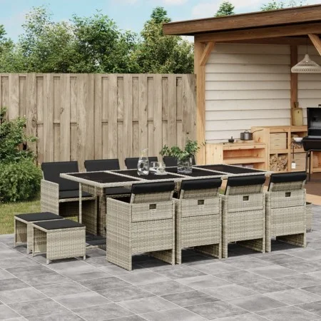 Set comedor jardín y cojines 13 pzas ratán sintético gris claro de , Conjuntos de jardín - Ref: Foro24-3210623, Precio: 979,2...