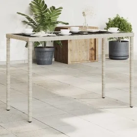 Mesa jardín superficie vidrio ratán PE gris claro 115x54x74 cm de , Mesas de jardín - Ref: Foro24-365079, Precio: 74,35 €, De...