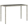 Mesa jardín superficie vidrio ratán PE gris claro 115x54x74 cm de , Mesas de jardín - Ref: Foro24-365079, Precio: 69,77 €, De...