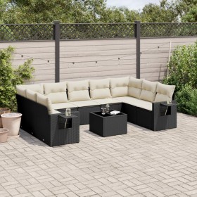 Set de sofás de jardín 10 pzas cojines ratán sintético negro de , Conjuntos de jardín - Ref: Foro24-3252943, Precio: 608,82 €...