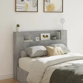Concrete gray bed headboard with LED light 140x16.5x103.5 cm by , Headboards and footboards - Ref: Foro24-839248, Price: 78,8...