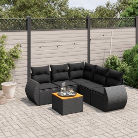 Set de sofás de jardín 6 piezas y cojines ratán sintético negro de , Conjuntos de jardín - Ref: Foro24-3257329, Precio: 405,5...